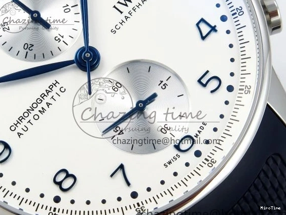 MIROTIME 0412 Casual Portuguese Chrono IW3716 Z+F 1:1 Best Edition White Dial on Blue Rubber Strap A 7016